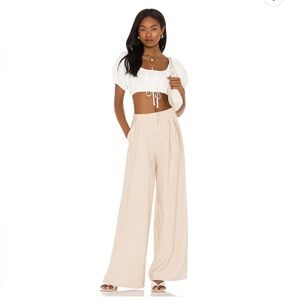 Women's Cream Wide-Leg Pants
